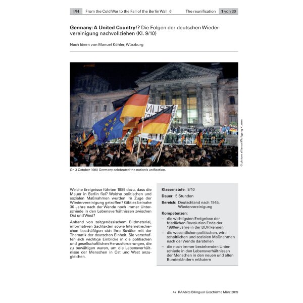 Germany: A United Country!? Die Folgen der deutschen Wiedervereinigung nachvollziehen