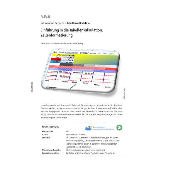 Einführung in die Tabellenkalkulation: Zellenformatierung